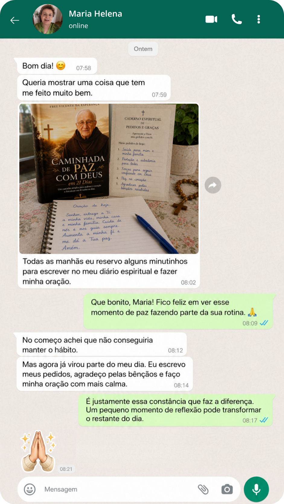 Depoimento de Maria Helena no WhatsApp